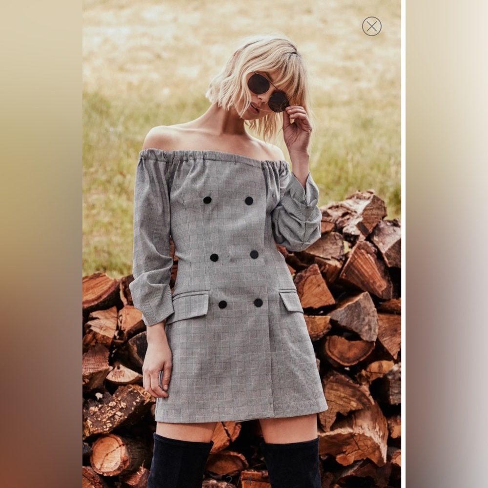 WILLOW & CLAY Plaid Off the Shoulder Dress SIZE: XS